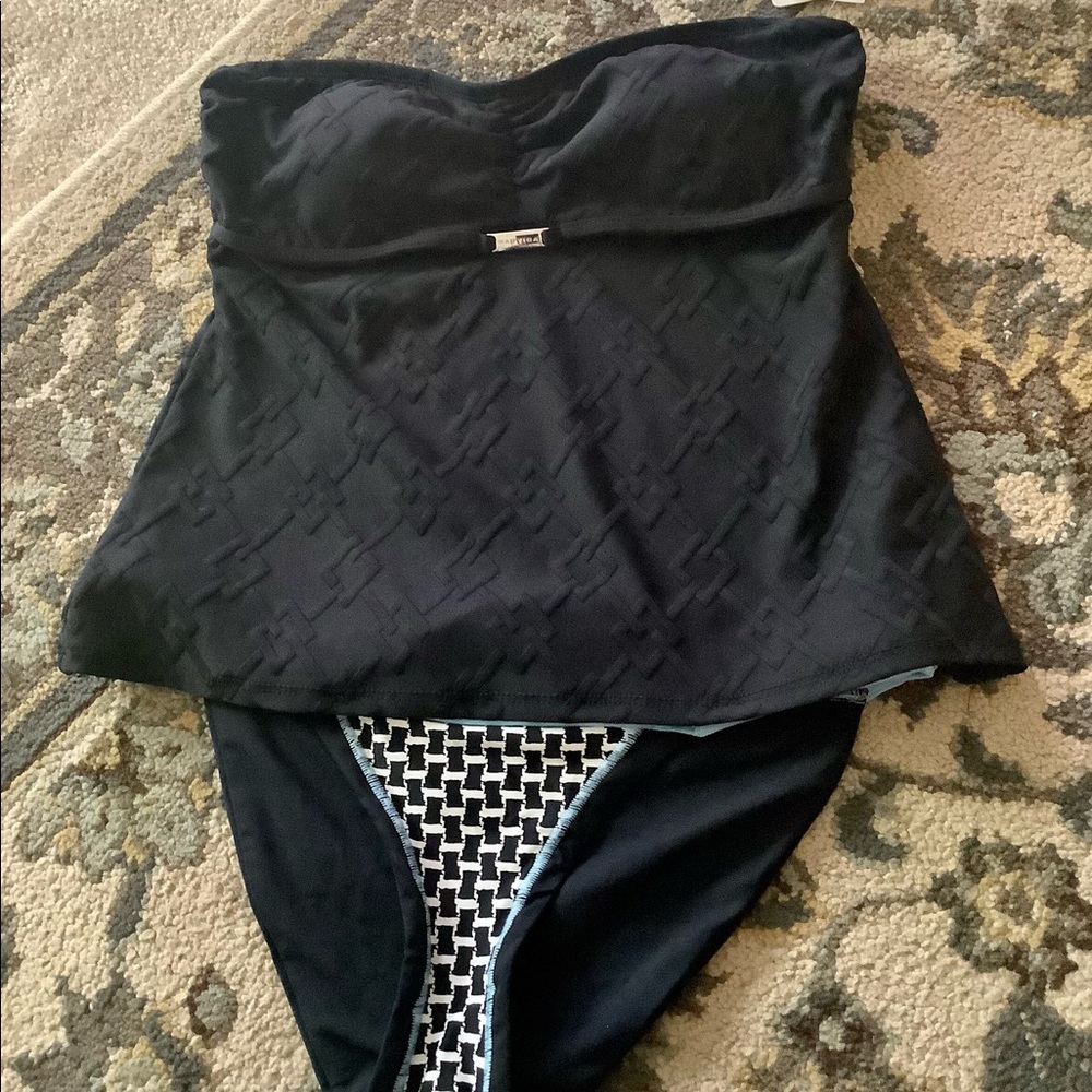 Nautica tankini top NWT size (6) solid black paired swim system bottom m…